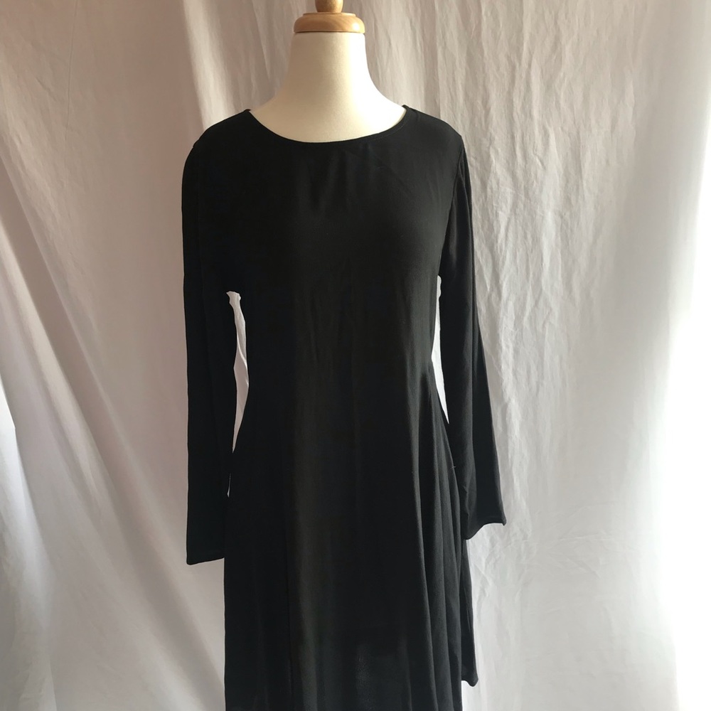 Gap long sleeve black swing dress